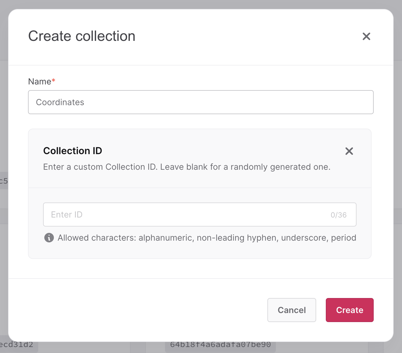 Collection Creation Modal